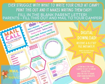 FUN QUESTIONNAIRE Letter for PARENTS to Fill In and Mail to Their Campers!