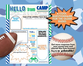 COOL QUESTIONNAIRE Fill in the Blank Template for older Boys. Any Camp, Any Term!