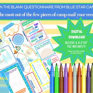 CUESTIONARIO DE CARTAS DIVERTIDAS Plantilla para completar el espacio en blanco - Para Blue Star Camps