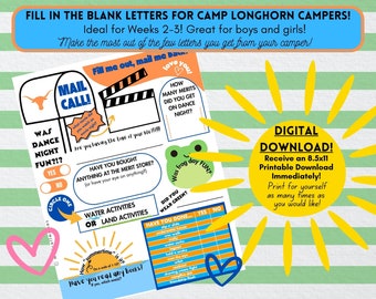 Questionnaire Letter Fill in the Blank Camp Letter CAMP LONGHORN Week 2+