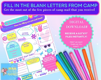 LETTER FUN QUESTIONNAIRE Fill in the Blank Template - For Girls and All Camps