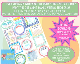FUN QUESTIONNAIRE Letter for PARENTS to Fill In and Mail to Their Campers!