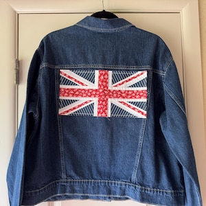 Union Jack Embellished Denim Jacket - Floral