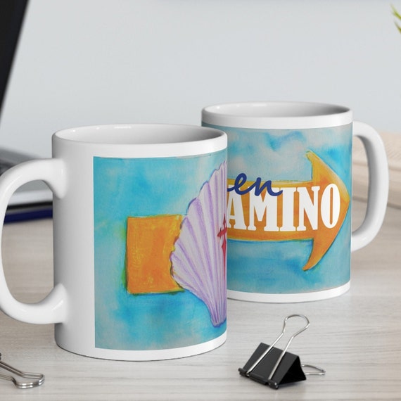 Camino de Santiago Coffee Mug: Yellow Arrow, Scallop Shell Design