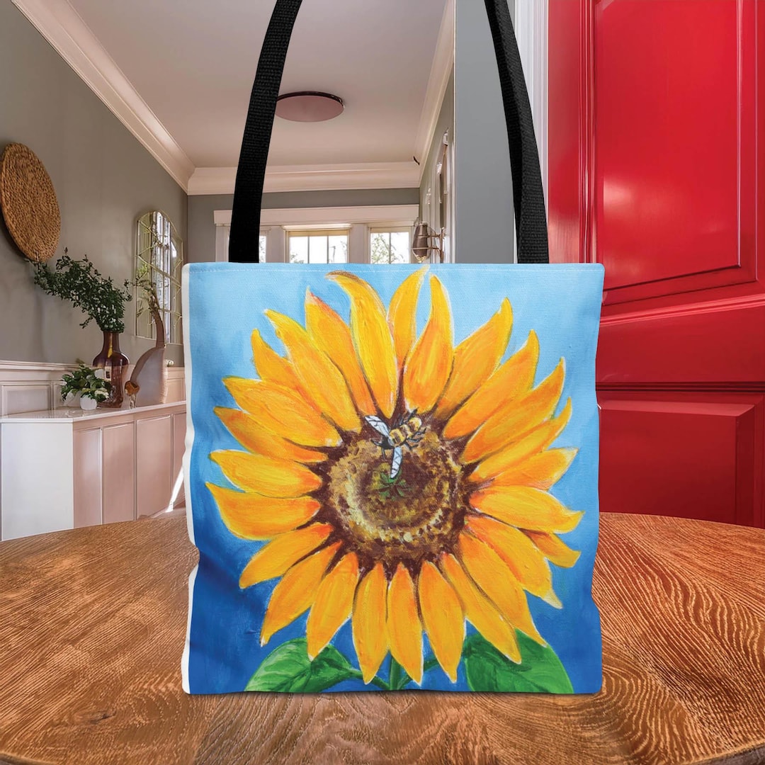 Sunflower Tote Bag: Original Art Print, Floral Canvas Bag - Etsy