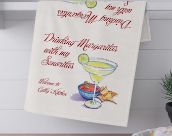 Margarita Tea Towel: Fun Kitchen Decor, Cinco de Mayo Gift, Personalized