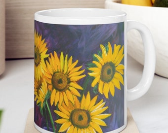 Sunflower Mug: Original Floral Painting, Nature Coffee Cup