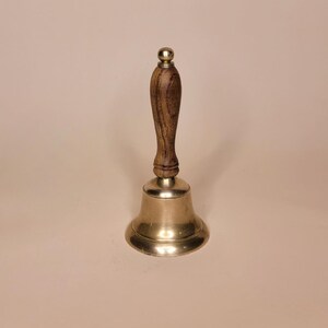 Vintage Brass Hand Bell with Wooden Handle - Classic Decorative Bell