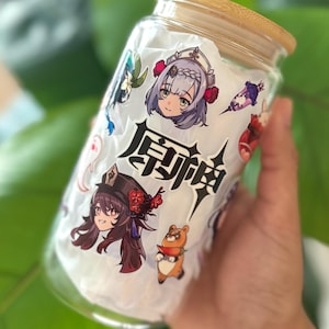 16oz Glass Cup Anime Genshin Tumbler with Straw, Game RPG, UV DTF Anime Cup, Teyvat Cup, Impact Characters, Anime Gift, Zhong Neuvillette
