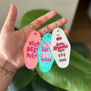 Motel Keychains, Funny Motel Keychains, Girly Aesthetic Keychains, Vintage Keychains, Adult Humor Keychain, Gifts for Her, Unique Keychains