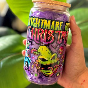 Nightmare Halloween Movie 16oz Glass Tumbler – Bamboo Lid & Metal Straw