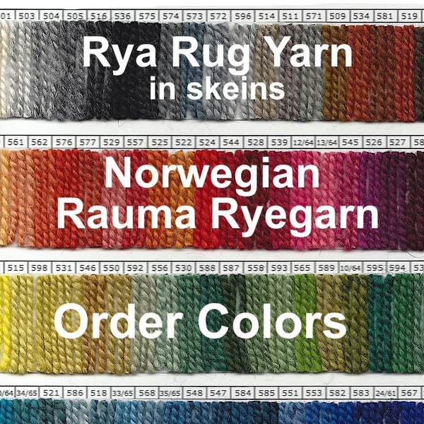 Rya Rug Yarn. Rauma Ryegarn, Norwegian Wool Rug Yarn.  100% Virgin wool.