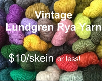 Vintage Rya Rug Yarn. Lundgren Rya  100% virgin wool. Made between 1975-1980.  Harrisville Designs. Least Expensive Rya yarn
