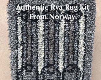 Rya Rug Kit from Norway named Kilde...Midcentury-Modern style. Wool backing.  60 x 110 cm or +/- 23.5" x 43.3"