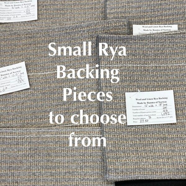 Starter Rya Backing Pieces for Practice and Experimenting.  Rya Woven wool and Linen.  DIY.  Discounted