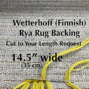 Finnish Rya (Ryijy) Rug backing made by Wetterhoff Oy.  14.5&quot; wide (37 cm)  Wool and Linen for Wall hangings or pillows.