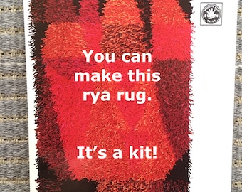 Rya Rug Kit from Norway TULIPAN in Reds or Blues - Norwegian Wool and Linen backing.  60 x 110 cm or 23" x 43"
