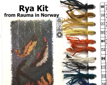 Rya Rug Kit from Scandinavia called Fiskelykke  The Real Rya. DIY. Highest Quality Virgin Wool. All you need is included.