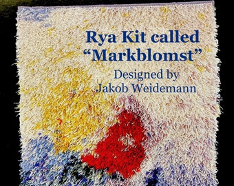 Rya Rug Kit from Rauma "Markblomst" by Jakob Weidemann Size 31" x 47" (80 x 120 cm) Wool and Linen Midcentury Modern Home Warmer