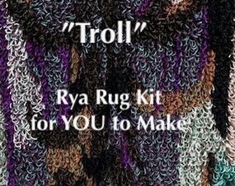 Rya Rug Kit called "Troll" designed by Elin Steffner Size 31" x 47" (80 x 120 cm) with 16 different Colors. Kit contains all you need.