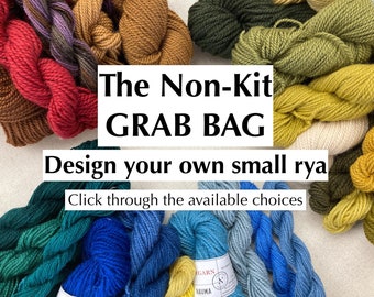 Non-Kit Grab Bag Rya Rug - Backing, Needles, and vintage rya Yarn in your Choice of color combinations. Mixed choice of blends.  16" x 18"