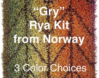 Gry Rya Rug Kit: 24"x43" Virgin Wool, Made in Norway
