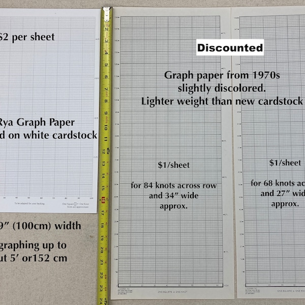 Graph Paper for Rya rug making.  Specially designed graph paper to fit Norwegian, Swedish, and some Finnish woven backings. Choose sizes.