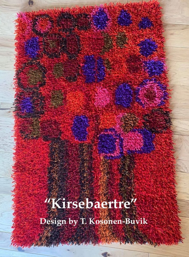 Etsy Rya Rug Kits Rya Rug Kit From Norway Called Kirsebaertre Heritage Sheep Wool Yarn ...