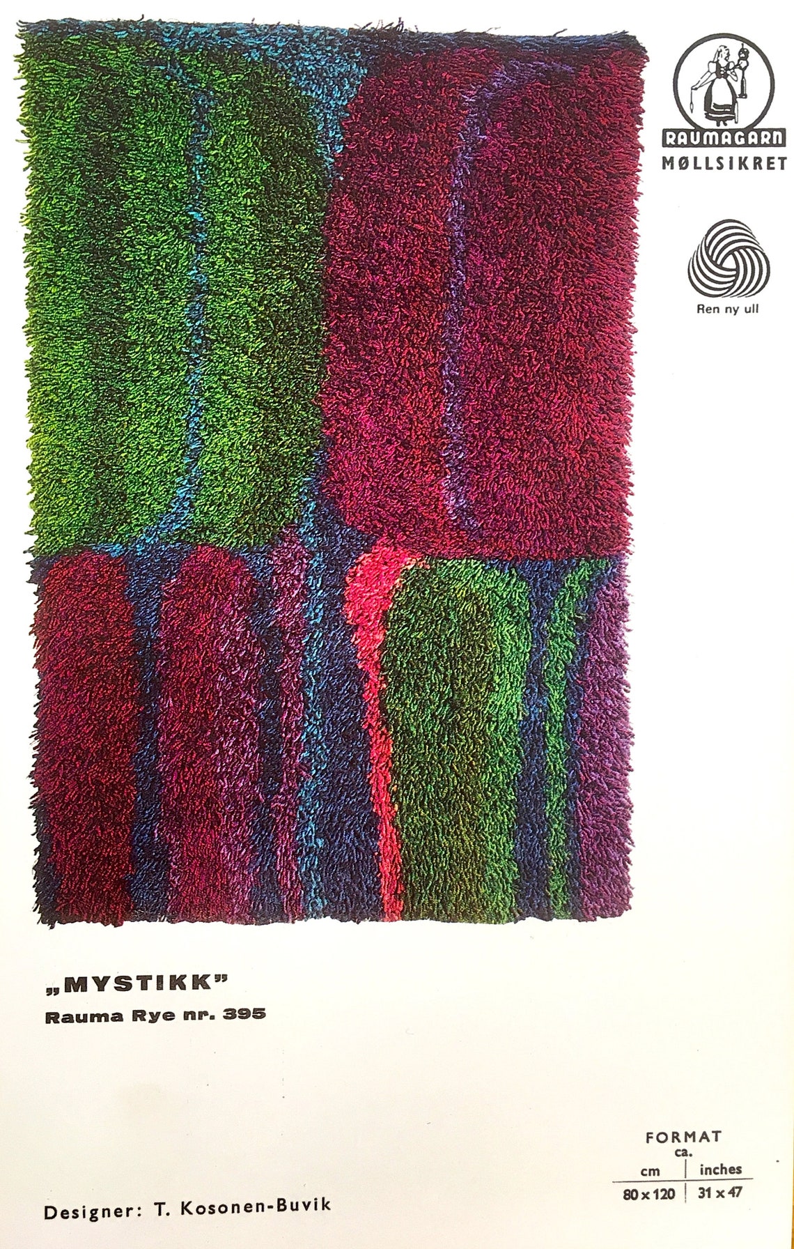 Rya Rug Kit from Norway called MYSTIKK in Rich purples and Etsy