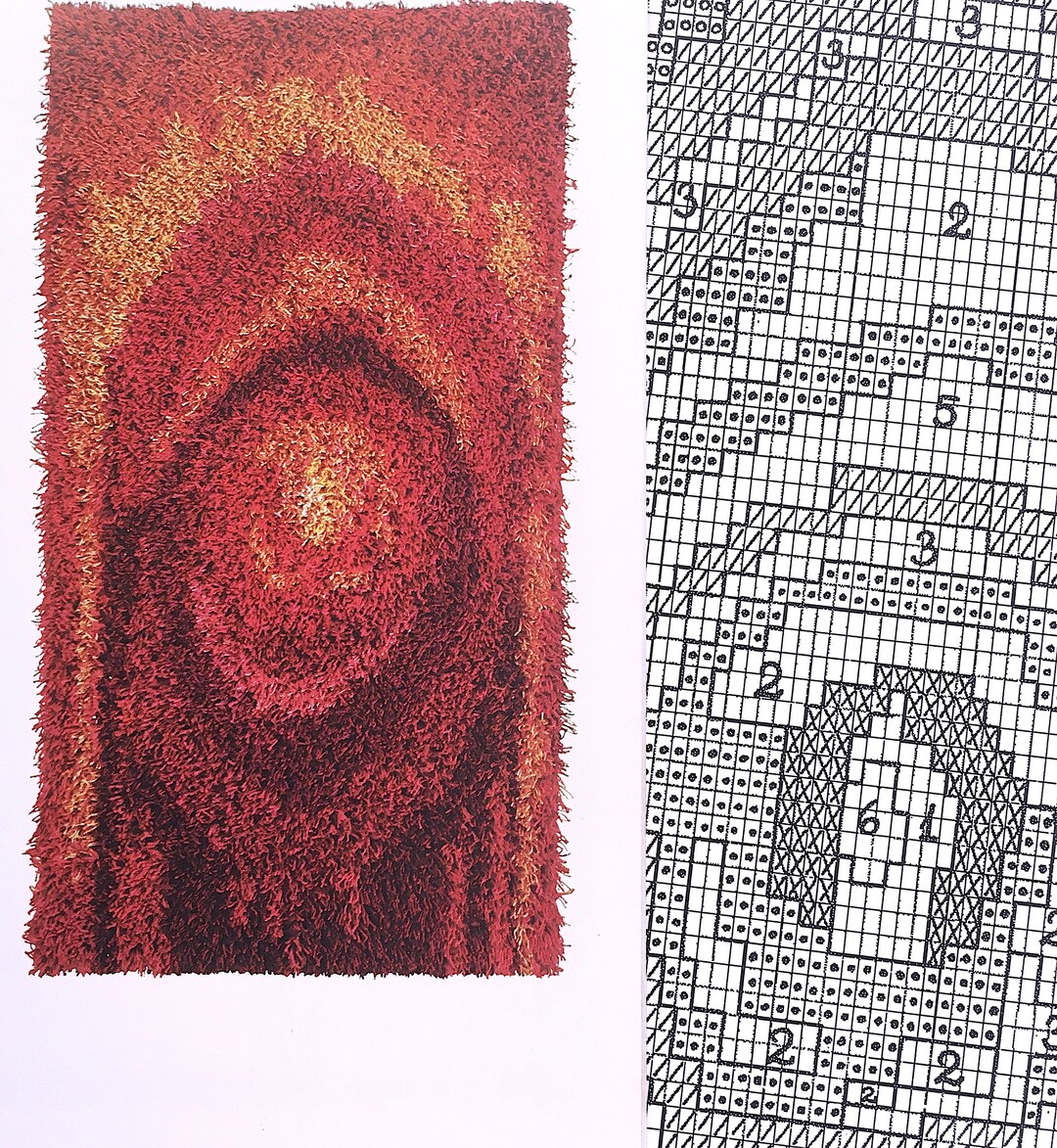 Make Your Own Norwegian Rya Rug Kit Called korona Size 31 X 59 80 X 150