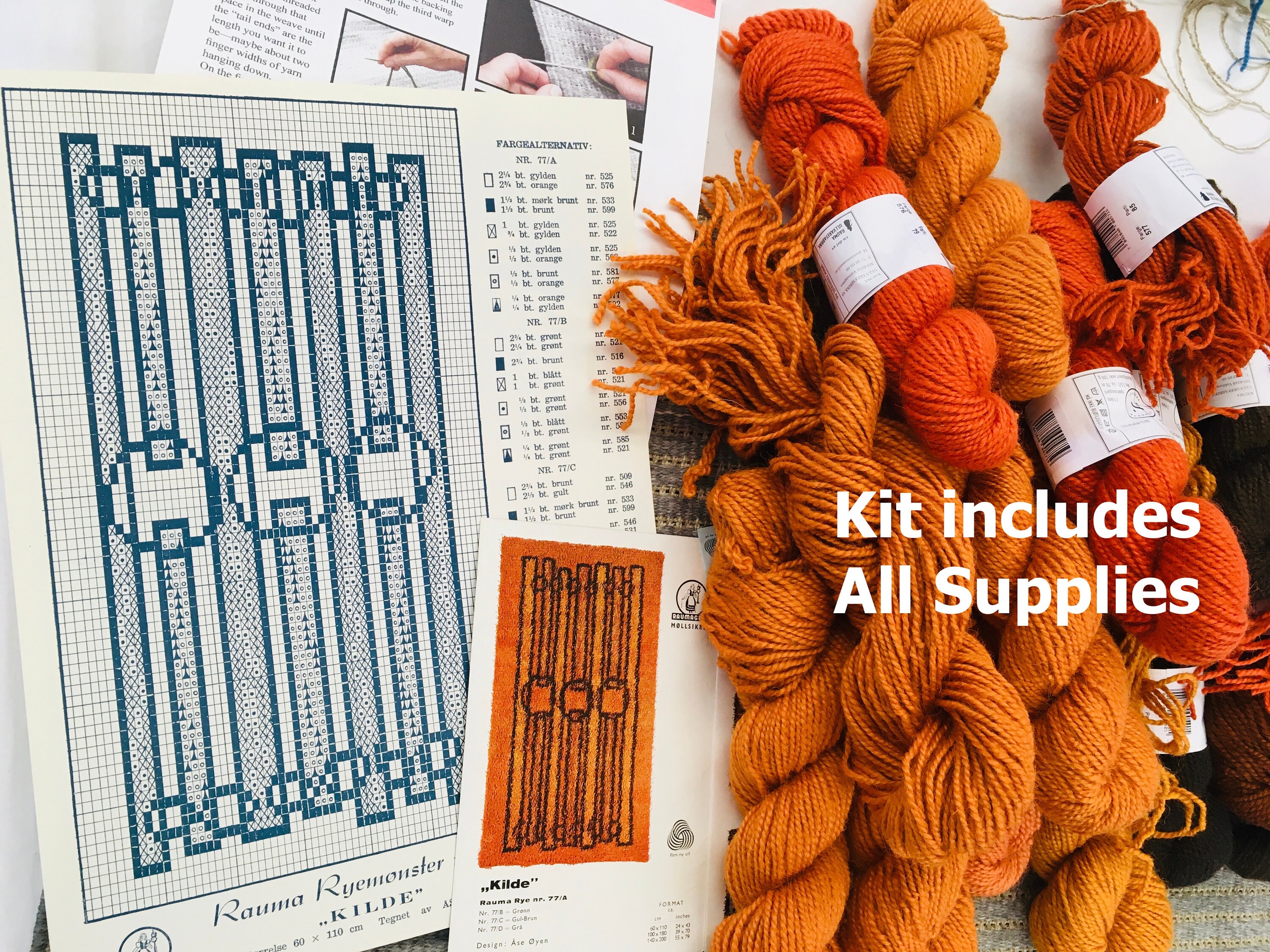 Etsy Rya Rug Kits Rya Rug Kit From Norway Named Kilde...midcentury-modern Style. Wool ...