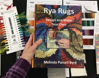 Rya  BOOK and YARN SAMPLES --Rya Rugs--Design and Make Your Own along with Sample yarn and backing package