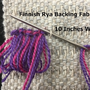Finnish Rya (Ryijy) Rug backing 9.75-inch wide. Made of Wool and Linen for Surface hand-knotting  Made by Taito Pirkanmaa Oy