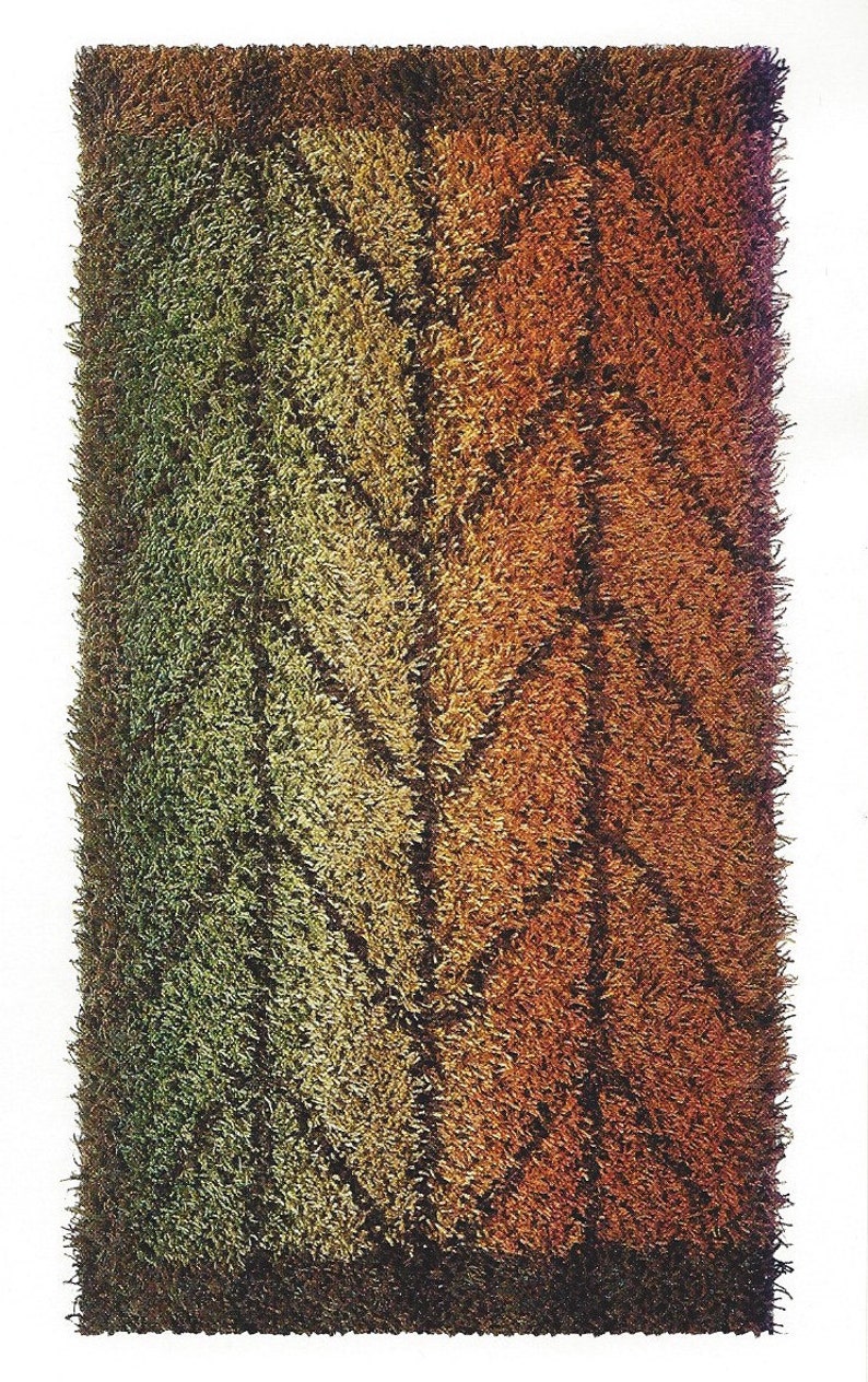 Rya Rug Kit 31 x 59 from Norway GRY in Greens-Rusts, Gray-Blues, or Red-Purples ...Virgin Wool yarn, Wool & Linen backing, all you need. image 1