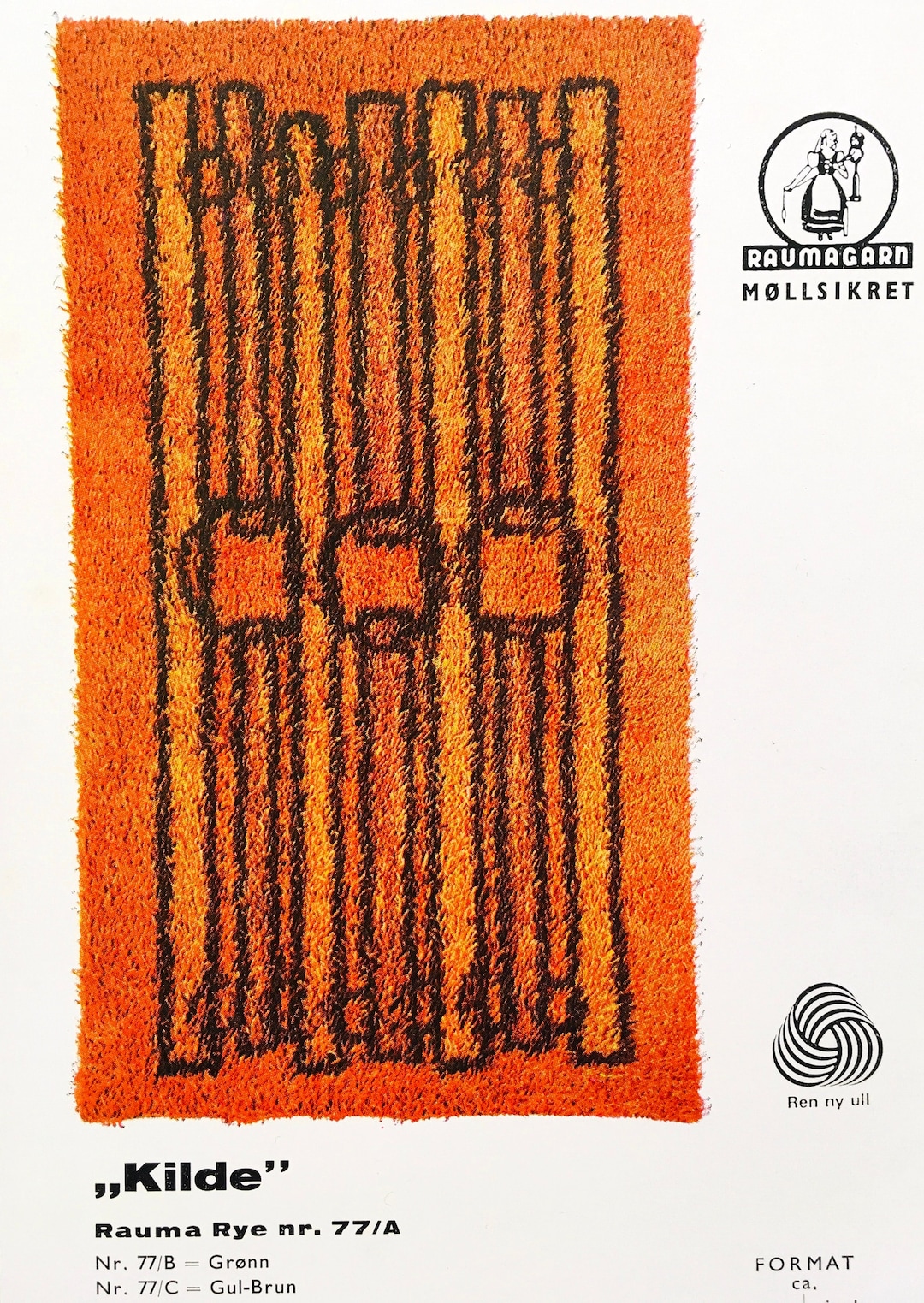 Rya Rug Kit From Norway Named Kilde...midcenturymodern Style. Wool