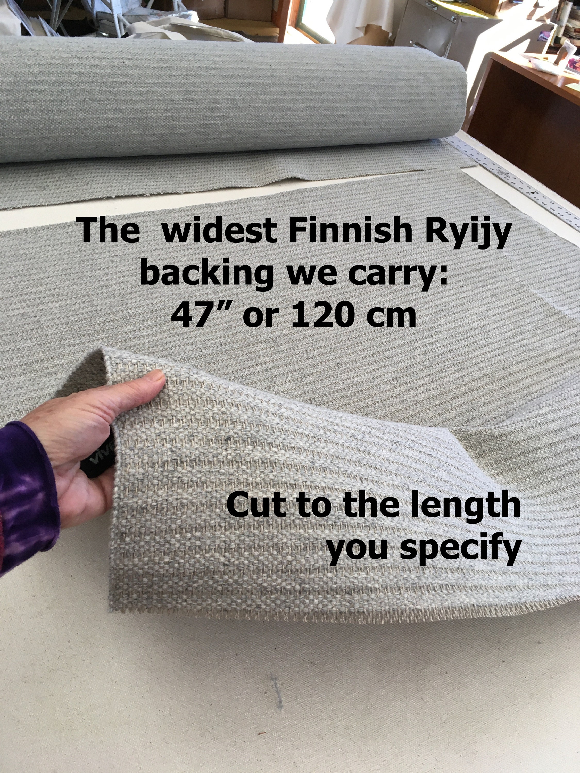 Finnish Rya ryijy Rug Backing. 47 Inches Wide. 120 Cm. Wool 