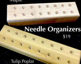 Needle Block.  Needle Organizer for Tapestry Needles. Organize yarn.  Perfect for Rya Rug Making Hand-Crafted Three Wood Types