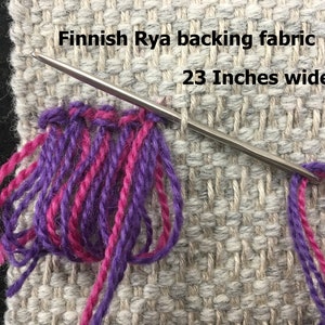 Finnish Rya (Ryijy) Rug backing. 23 inches (60 cm) wide. Made of Wool and Linen for Surface hand-knotting  Made by Taito Pirkanmaa Oy.
