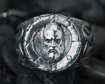 God of War Inspired Rune Ring | Kratos Spartan Warrior | Handcrafted Ragnarok | Sterling Silver