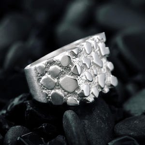 Modern Nugget Jewelry | Brutalist Silver Ring | Luxury Organic Texture Band