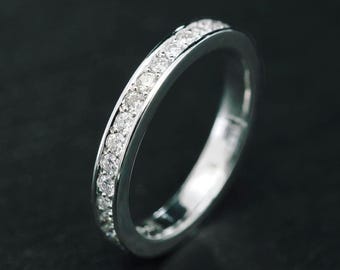 Sterling Silver Lab-Grown Diamond Eternity Band | Shared Prong Ring