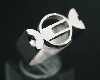 Bauhaus Inspired Ring | Modernist Sterling Silver Band | Minimalist Industrial Jewellery | Handcrafted Avant-Garde Design