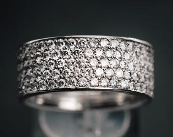 10k White Gold Diamond Pavé Eternity Ring | 195 Stones - Handcrafted in Montréal