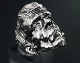 USA Specific | Sterling Silver Frankenstein Ring | Gothic Horror Movie Jewelry