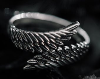 Sterling Silver Feather Wrap Ring: Handmade Adjustable Jewelry
