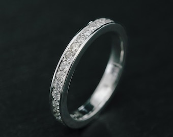 Sterling Silver Lab-Grown Diamond Eternity Band | Shared Prong Ring