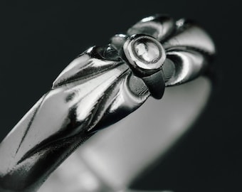 Sterling Silver Fleur de Lis Ring, Gothic Biker Band