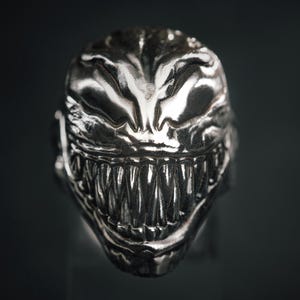 Lethal Bond Venom Ring | Marvel-Inspired Symbiote Jewellery | 925 Silver Statement Band | Handcrafted Accessory