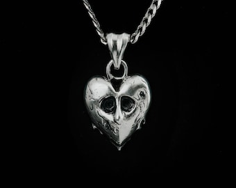 Dripping Heart Pendant | Molten Sterling Silver | Minimalist Fluid Love Statement | Relic Style Necklace | Sweating Heart Charm