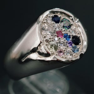 Organic Sterling Silver Gemstone Ring | Multi-Stone Melee Cluster